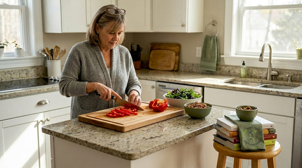 Woman preparing fresh vegetables for healthy meal