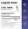 Neurogan Health NAD+ Liquid Drops supplement facts chart showing ingredients and nutritional information.