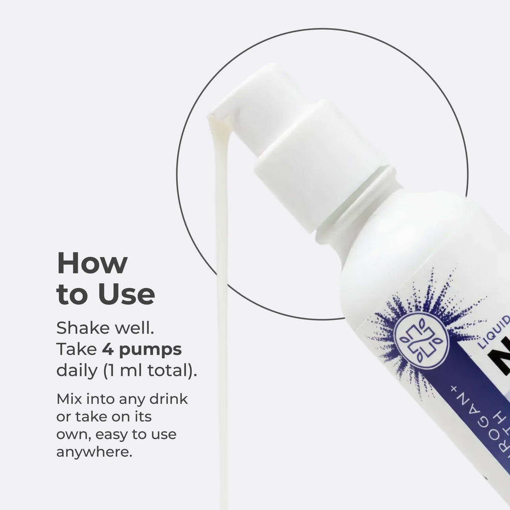 Neurogan Health NAD+ Liquid Drops in a glass dropper bottle, showing the supplement design and suggested usage instructions.