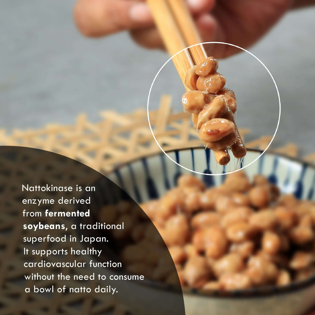 Neurogan Health Nattokinase Capsules in a bottle, dietary supplement for cardiovascular health, with capsules visible in the image.