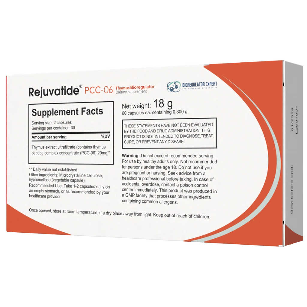 Bioregulators Thymus supplement in a bottle of 60 capsules by Integrative Peptides, showing the capsules and packaging.