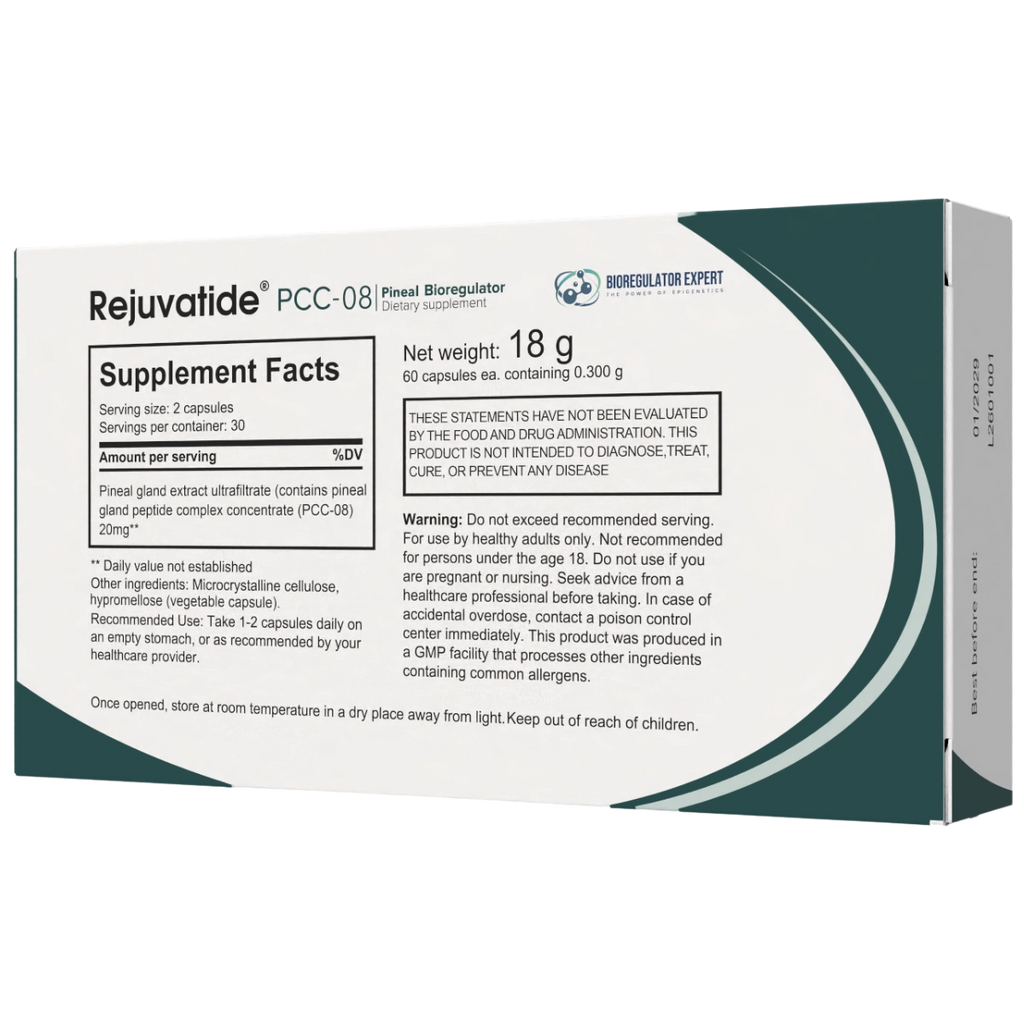 Pineal Bioregulator capsules by Integrative Peptides, showing a bottle of 60 bioregulator supplement capsules.