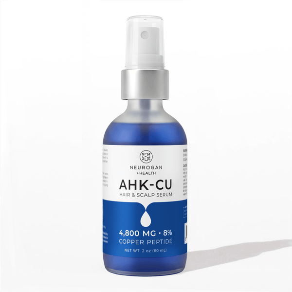 Neurogan Health AHK-Cu Peptide Hair Elixir bottle with dropper, displaying the 4800mg hair treatment for scalp and hair health.