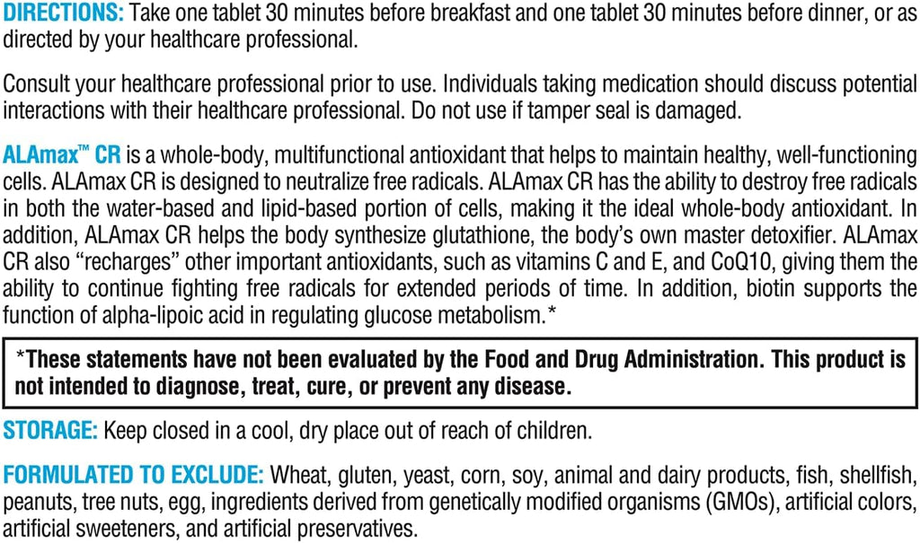ALAmax™ CR 60 Tablets - XYMOGEN® - Healthspan Holistic