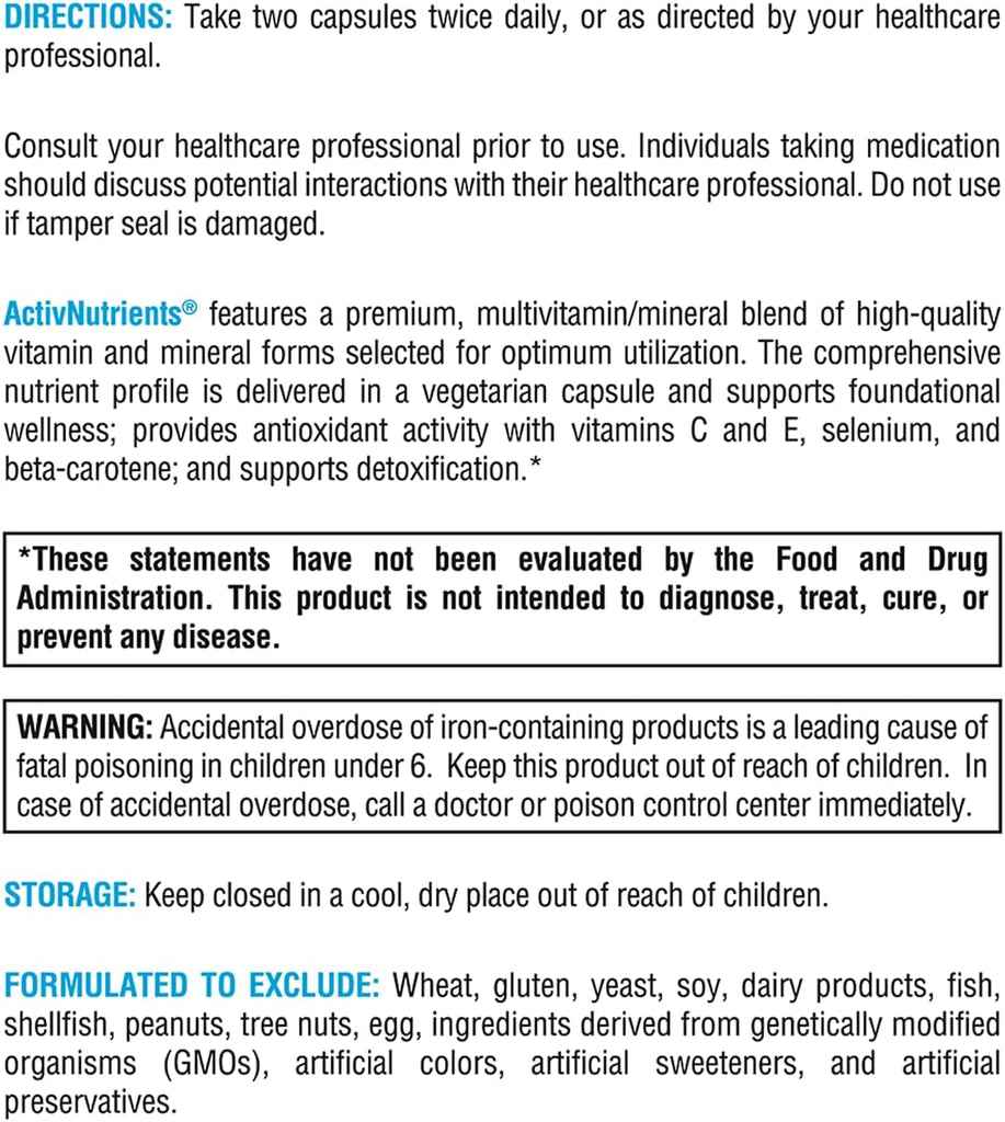 ActivNutrients® 240 Capsules - XYMOGEN® - Healthspan Holistic