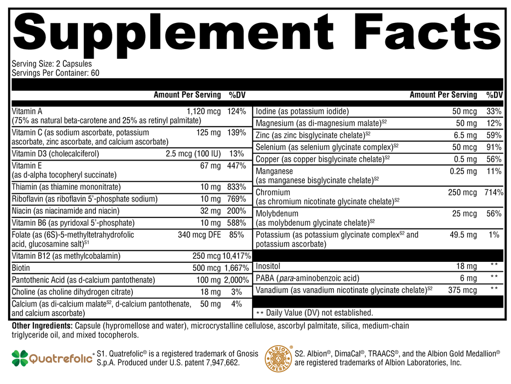 ActivNutrients® without Iron 120 Capsules - XYMOGEN® - Healthspan Holistic