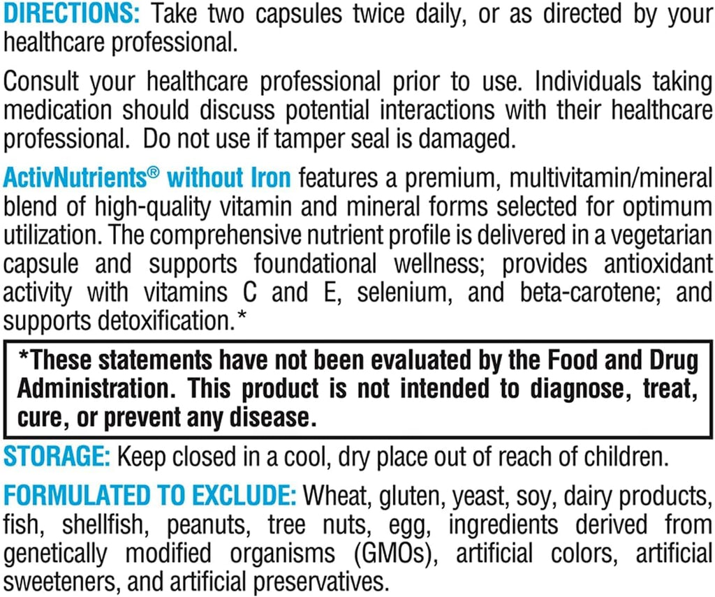 ActivNutrients® without Iron 60 Capsules - XYMOGEN® - Healthspan Holistic