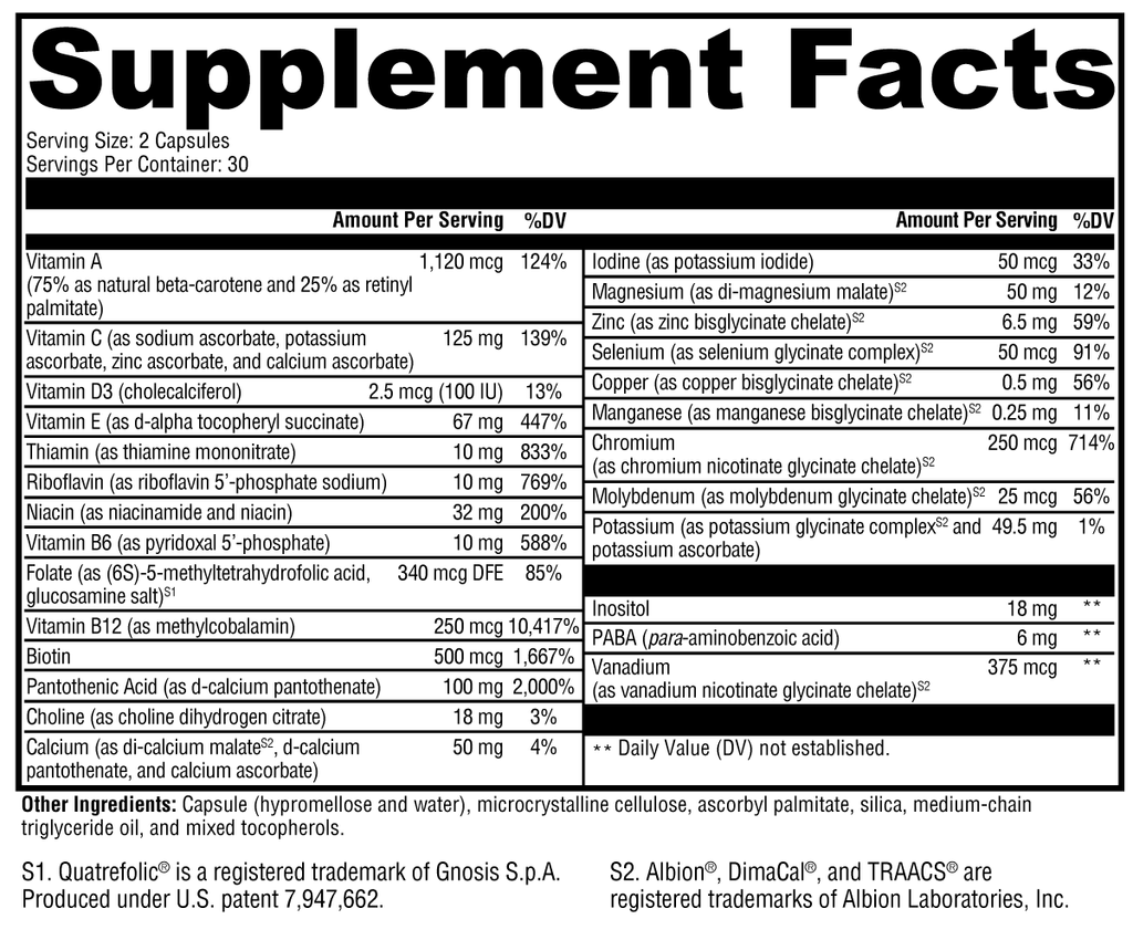 ActivNutrients® without Iron 60 Capsules - XYMOGEN® - Healthspan Holistic