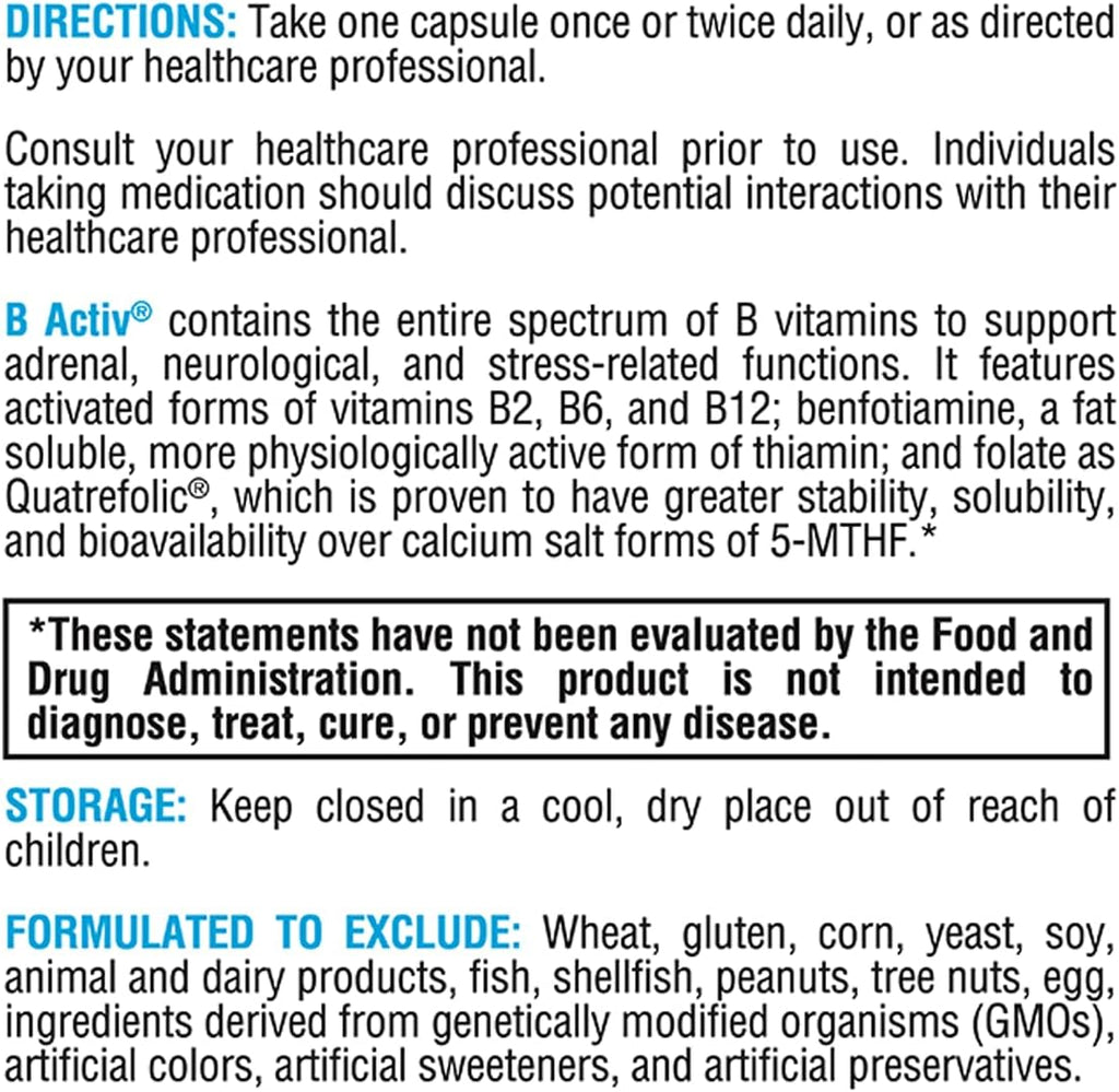 B Activ® 90 Capsules - XYMOGEN® - Healthspan Holistic