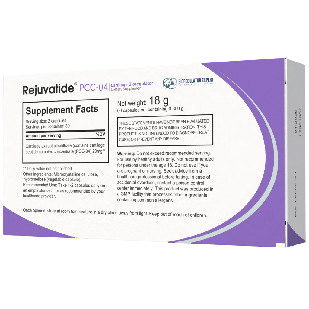 Back view of Integrative Peptides Cartilage Bioregulator capsules in a blister pack, showing the 60 capsules for joint support.