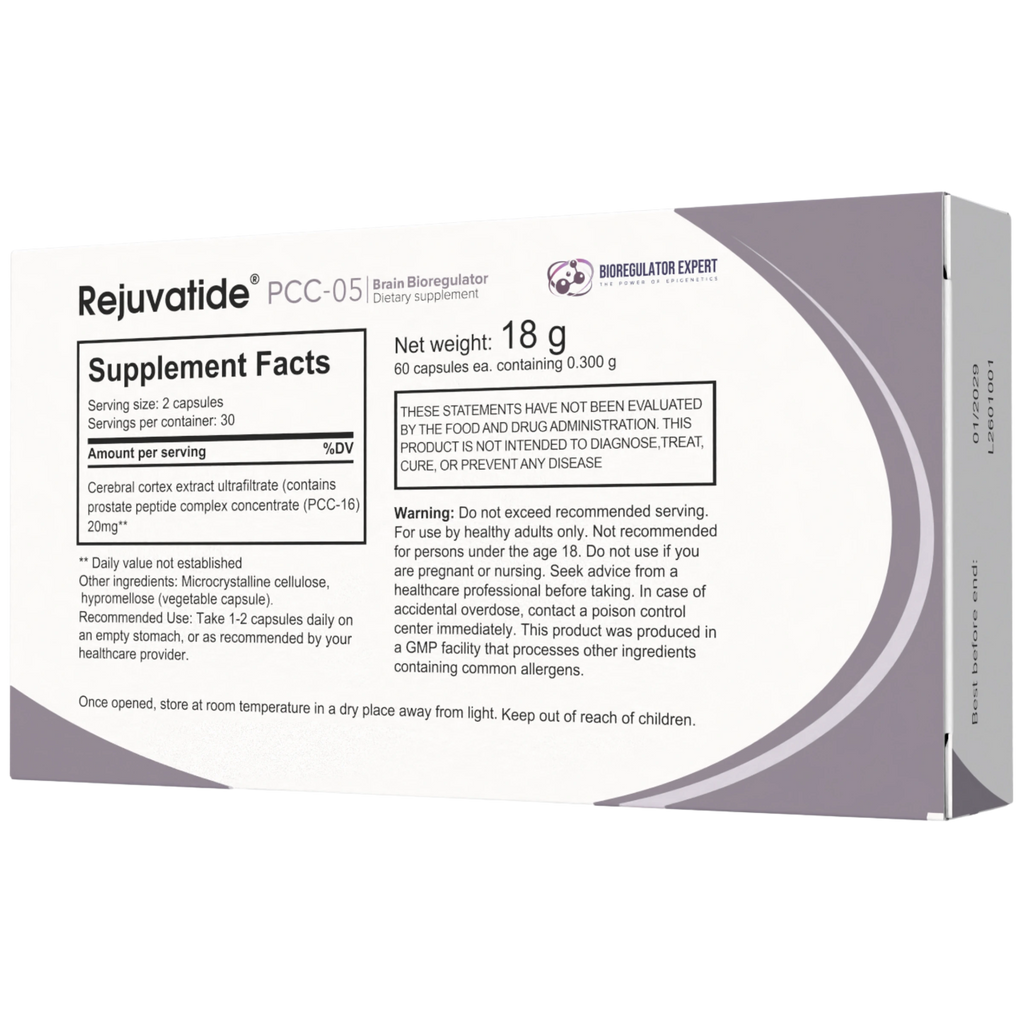 Back view of Integrative Peptides Brain Bioregulator capsules in a container, showcasing the supplement's packaging.