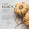 Neurogan Health Maca Root Capsules showing a bottle of vitamins and supplements with fresh maca root on a white background.