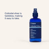 Trace Minerals colloidal silver spray in a 4 fl oz bottle, featuring a spray nozzle and clear liquid inside the packaging.