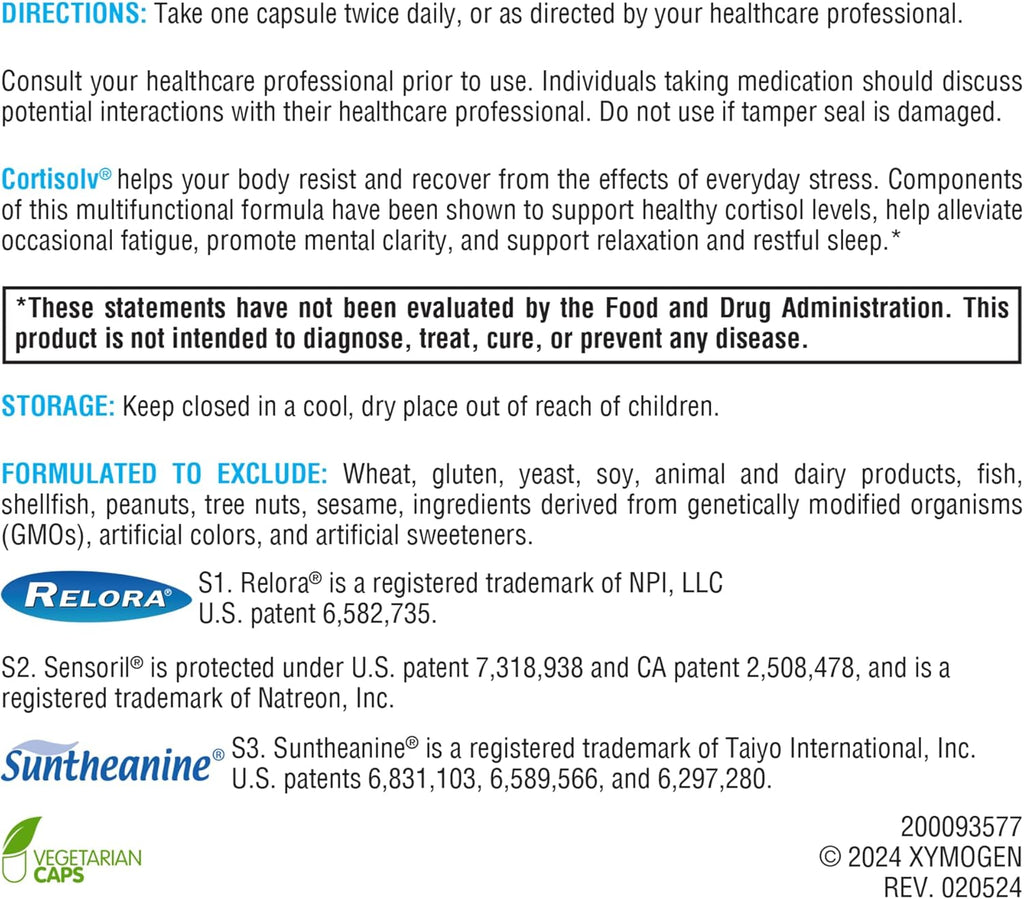 Cortisolv® 60 Capsules - XYMOGEN® - Healthspan Holistic