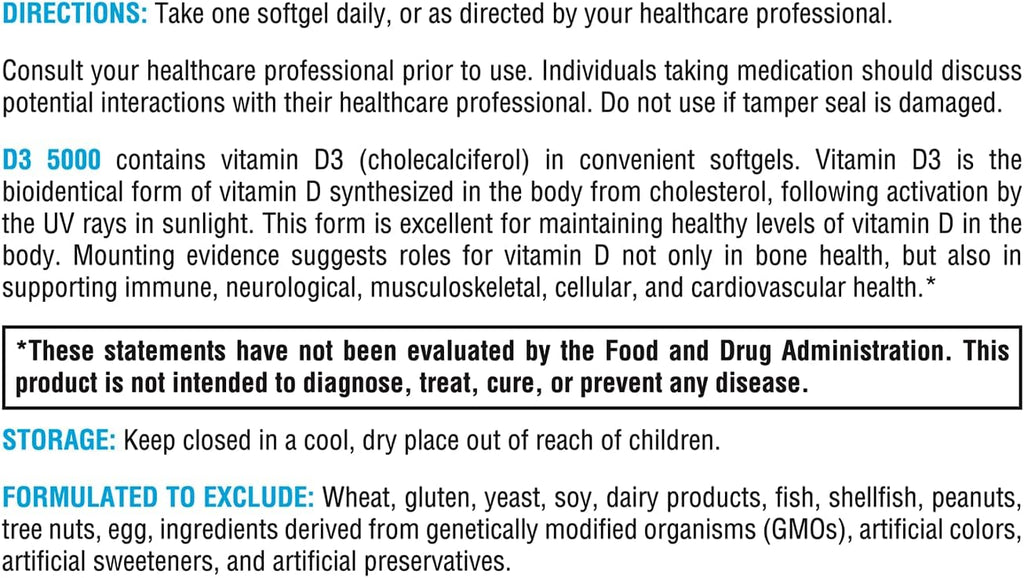 D3 5000 180 Softgels - XYMOGEN® - Healthspan Holistic