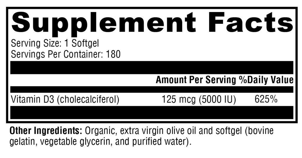 D3 5000 180 Softgels - XYMOGEN® - Healthspan Holistic