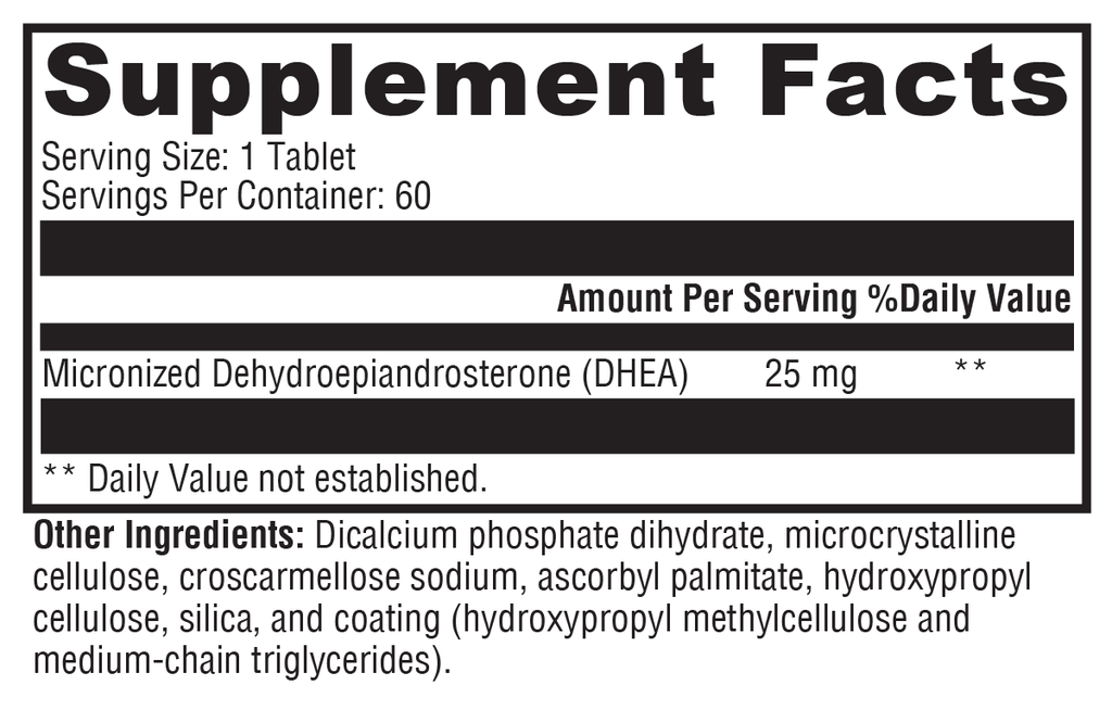 DHEA Micronized 25mg 60 Tablets - XYMOGEN® - Healthspan Holistic