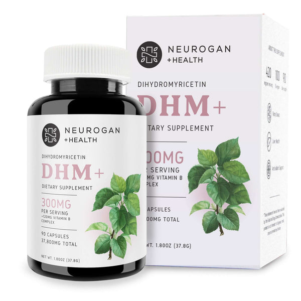Dihydromyricetin capsules from Neurogan Health displayed alongside their box, showing the supplement for supporting liver health.