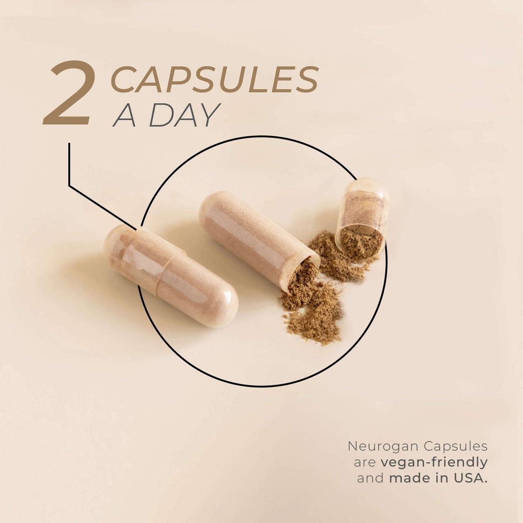 Neurogan Health fenugreek seed capsules in a daily dose container, dietary supplement for health and wellness.