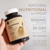 Neurogan Health fenugreek seed capsules in a bottle, dietary supplement for health and wellness, with fresh seed capsules visible.