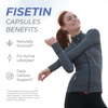 Neurogan Health fisetin capsules bottle with label, showing supplement benefits for antioxidant support and healthy aging.