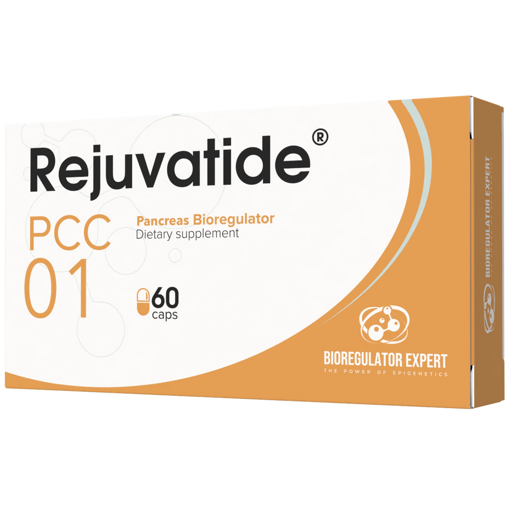 Front view of Integrative Peptides Pancreas PCC01 bioregulator bottle with label showing product details.