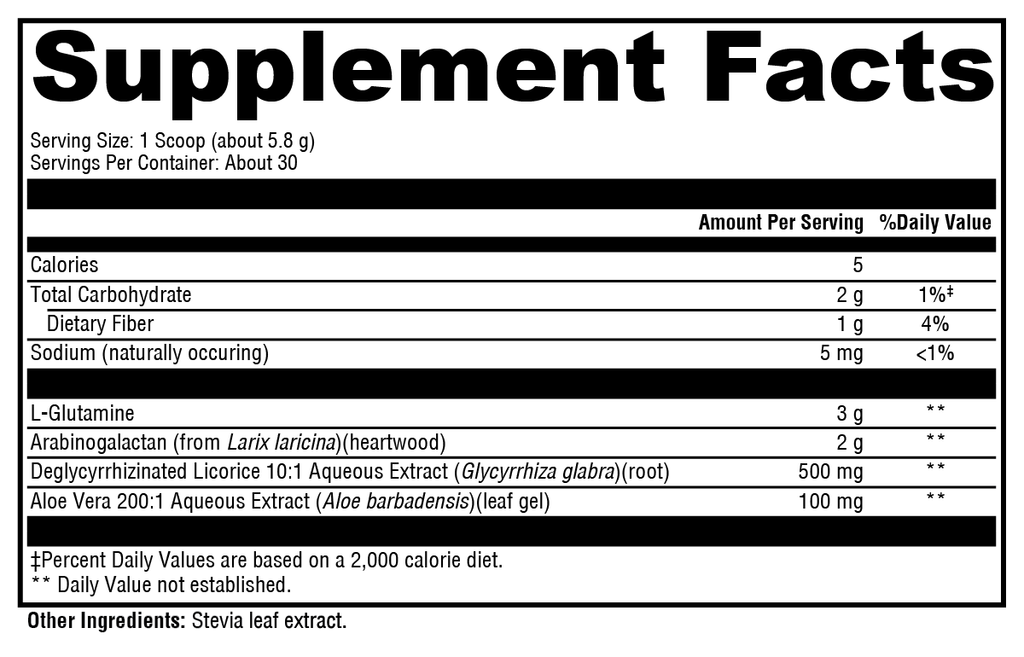 Container of XYMOGEN GlutAloeMine 30 servings supplement with a white label and green accents, featuring supplement capsules.