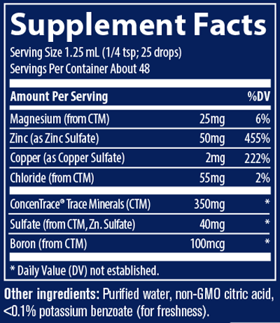 Ionic Zinc 50mg 2 fl oz - Trace Minerals - Healthspan Holistic