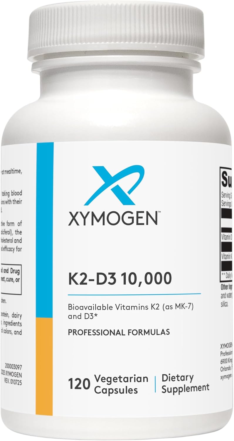 K2-D3 10,000 120 Capsules | XYMOGEN® Vitamin K2 D3 Supplement