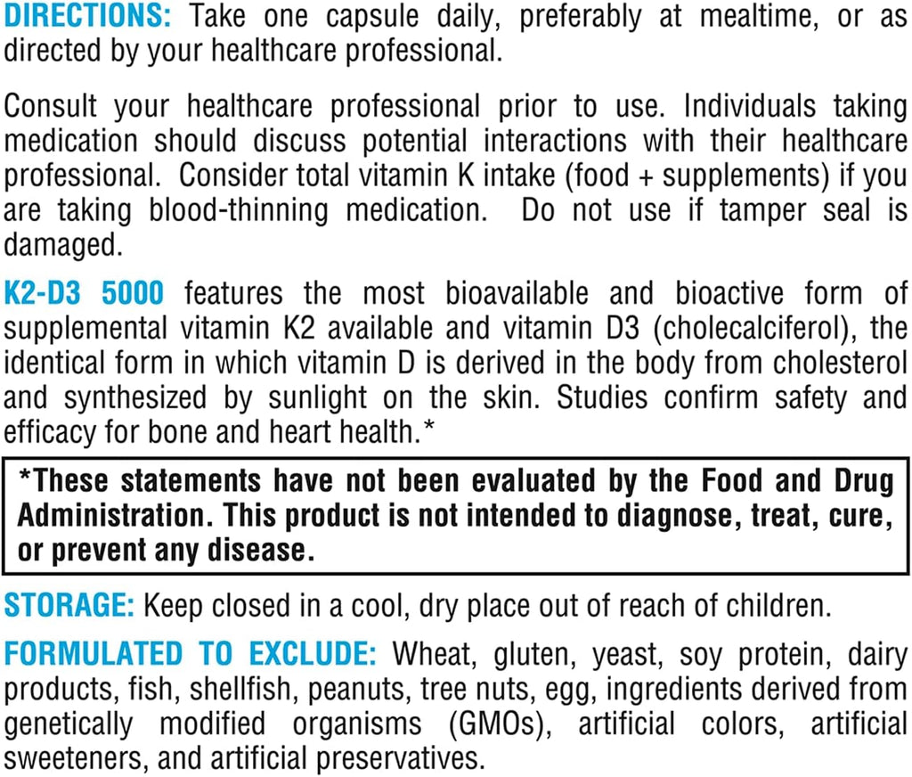 K2-D3 5000 120 Capsules - XYMOGEN® - Healthspan Holistic