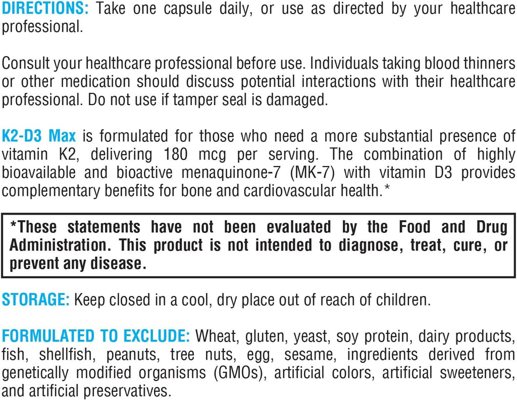 K2-D3 Max 60 Capsules - XYMOGEN® - Healthspan Holistic