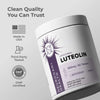 Liposomal Luteolin supplement tablets with certification labels, by Neurogan Health, in clear view.