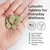 Neurogan Health Luteolin tablets, dietary supplement bottles showing tablets made in the USA, for immune support and antioxidant benefits.