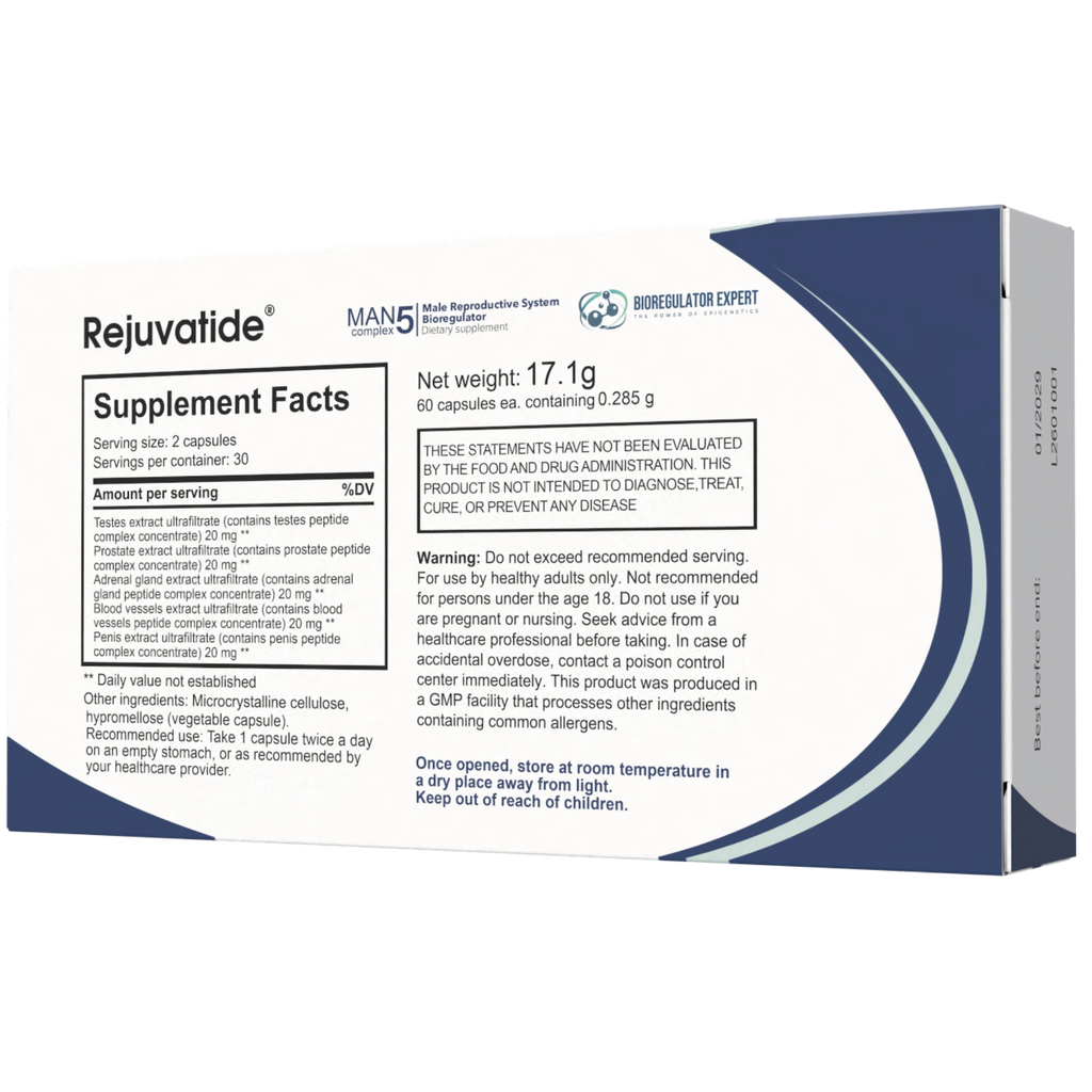 Man with a contemplative pose representing male reproductive health, highlighting Integrative Peptides' male reproductive bioregulator capsules.