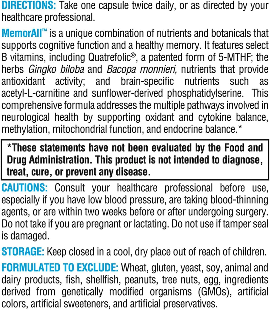 MemorAll™ 60 Capsules - XYMOGEN® - Healthspan Holistic