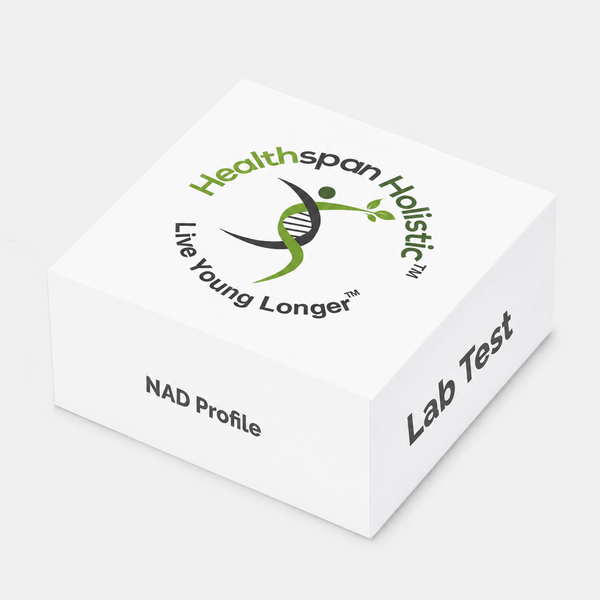 NAD Lab Test by Healthspan Holistic showing test results and report for NAD levels analysis.