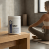 Neurogan Health NAD+ capsules in a bottle, with capsules visible, representing dietary supplements for health and energy support.