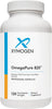 Bottle of XYMOGEN OmegaPure 820™ 120 softgel capsules with clear label showing softgels inside.