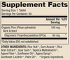 Organic Pine Bark Extract 60 tablets from Dr. Mercola, showing the supplement bottle with tablets inside and natural packaging.