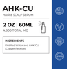 Neurogan Health AHK-Cu Peptide Hair Elixir 4800mg bottle with scalp serum applicator and ingredient list visible.