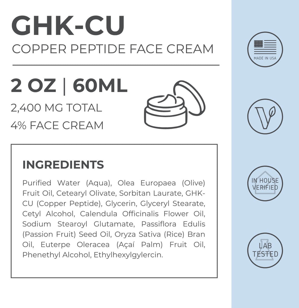 Neurogan Health Advanced GHK-Cu Copper Peptide Face Cream in a jar, showing the product label with key ingredients and branding.