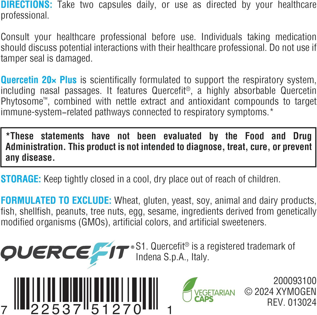 Quercetin 20× Plus 120 Capsules - XYMOGEN® - Healthspan Holistic