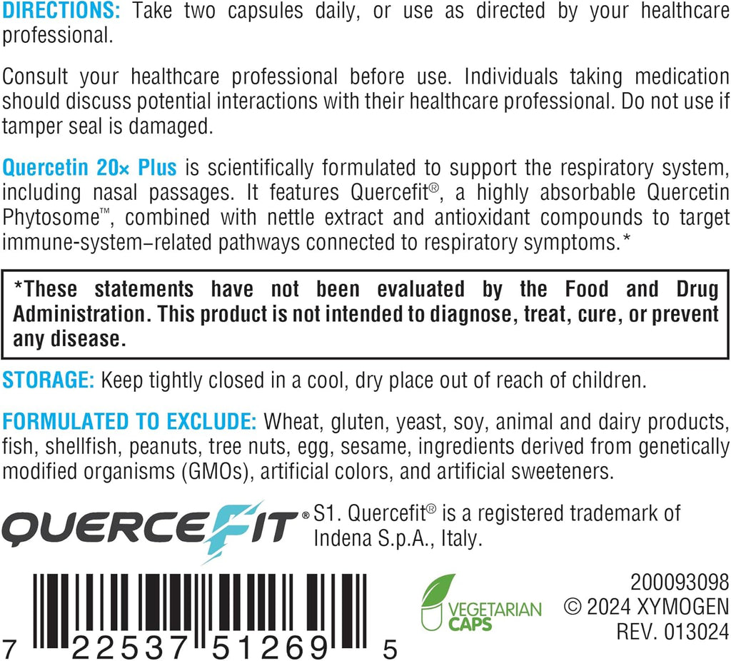 Quercetin 20× Plus 60 Capsules - XYMOGEN® - Healthspan Holistic