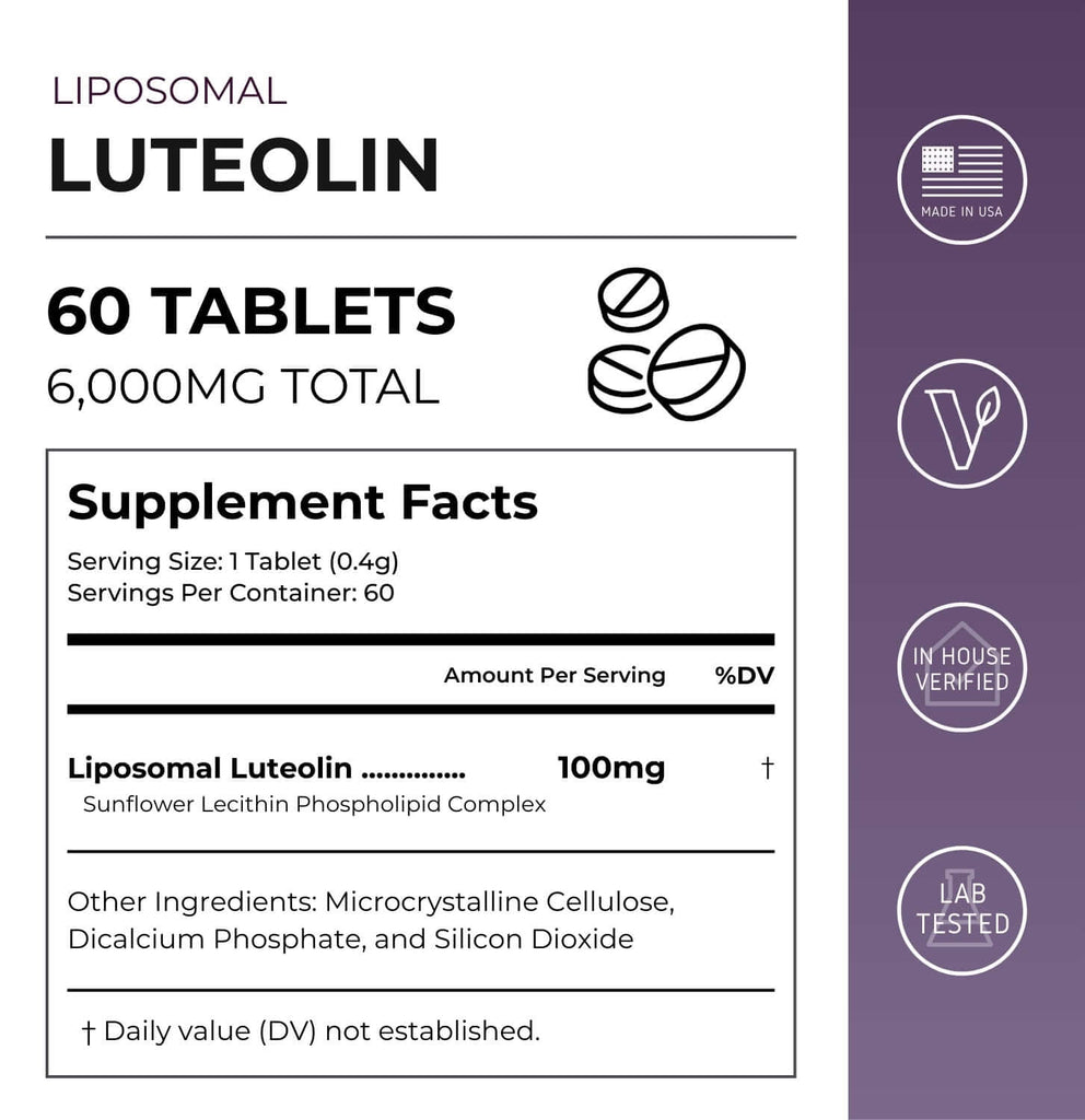 Liposomal Luteolin supplement capsules by Neurogan Health, a vitamins and supplements product designed for immune support.