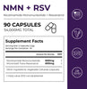 Neurogan Health NMN and Resveratrol capsules supplement facts label showing capsules and nutritional information.