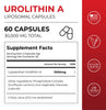 Liposomal Urolithin A capsules from Neurogan Health, showing supplement facts label for vitamins and supplements.