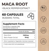 Neurogan Health Maca Root Capsules bottle with supplement facts label showing nutritional information and capsules inside