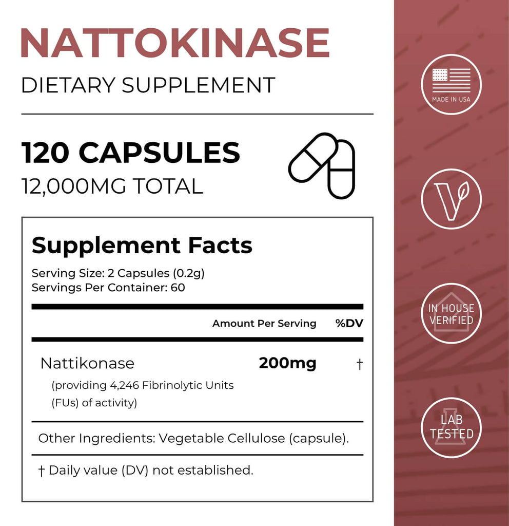 Nattokinase capsules from Neurogan Health, showing supplement facts label with capsules and ingredient information.