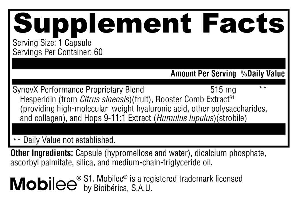 SynovX® Performance 60 Capsules - XYMOGEN® - Healthspan Holistic