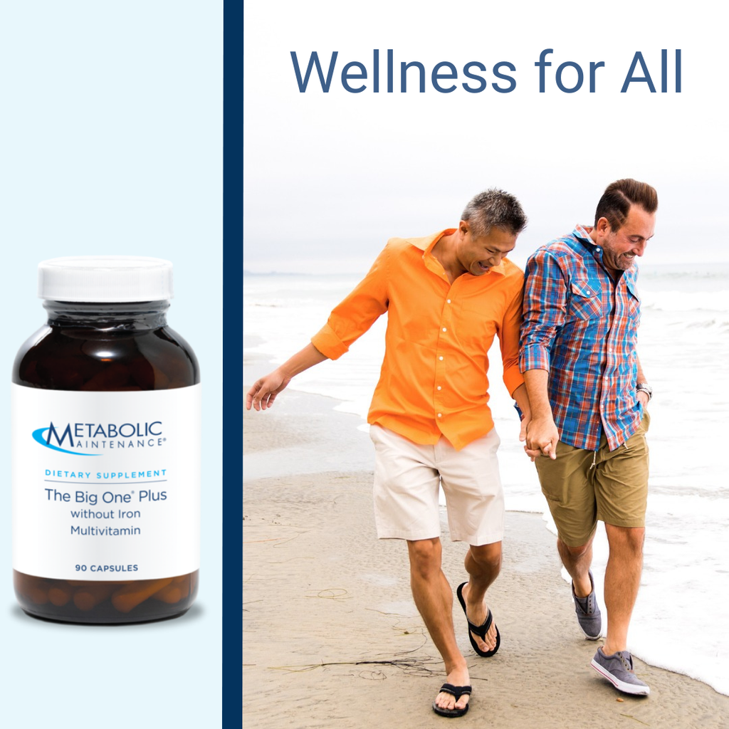 The Big One Plus without Iron supplement capsules by Metabolic Maintenance, showing a bottle of 90 capsules on a plain background.